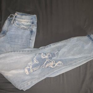 High rise blue jeans